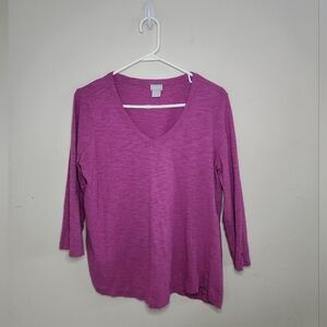 Women's Chico's Purple 3/4 Sleeve Top Sz Medium
